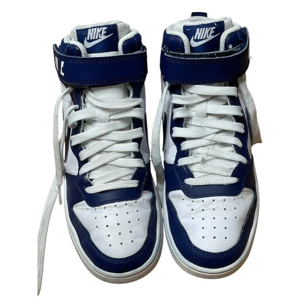Nike Kids Dunk Mid Navy & White Sneakers Size‎ 5.5Y EU 38 Athletic Shoes